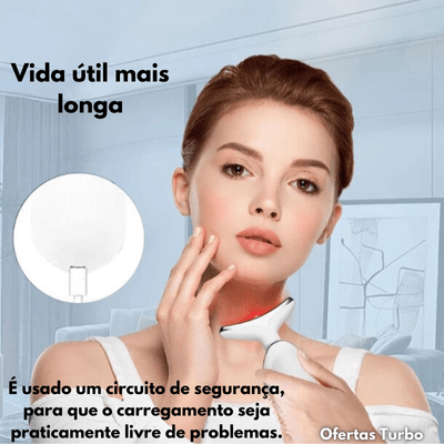 Massageador Rejuvenescedor com LED para Rosto e Pescoço