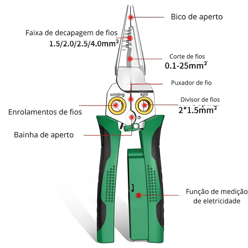 Alicate Multifuncional 8 em 1 com Detector de Tensão